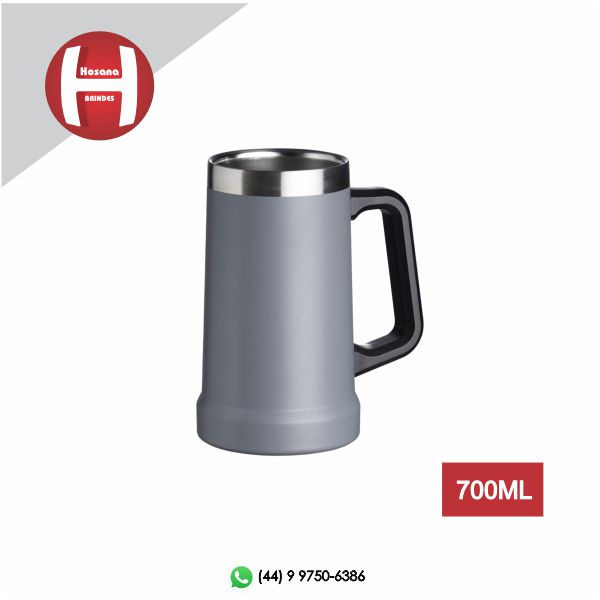 CANECA TRMICA INOX 700ML - CINZA