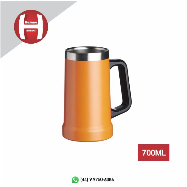 CANECA TRMICA INOX 700ML - LARANJA