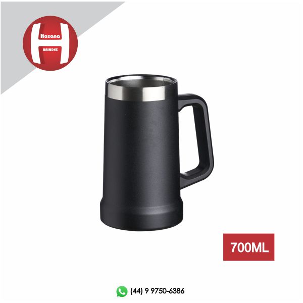 CANECA TRMICA INOX 700ML - PRETA